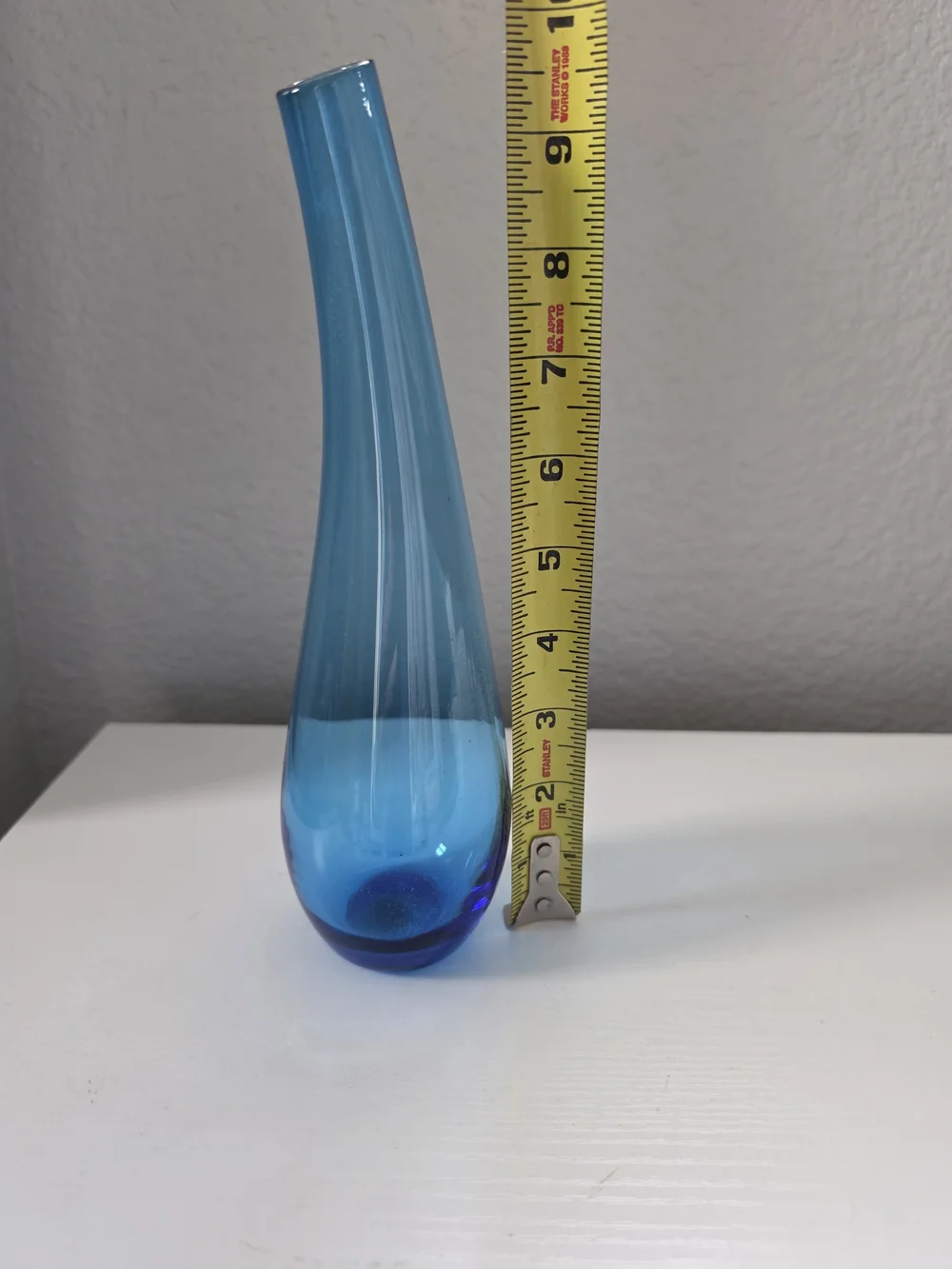 Handblown Blue Glass Bud Vase